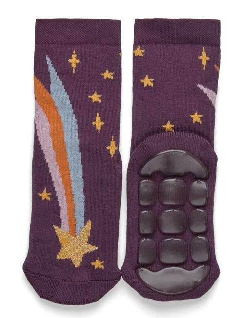 Shooting Star Sock - Anti-Slip Melton Purple