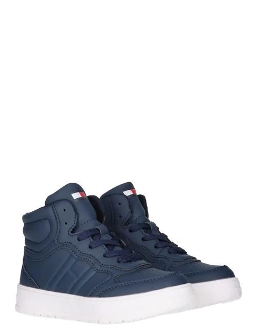 Tommy Hilfiger High Top Lace Up Sneakers Faux Leather Tommy Hilfiger Blue