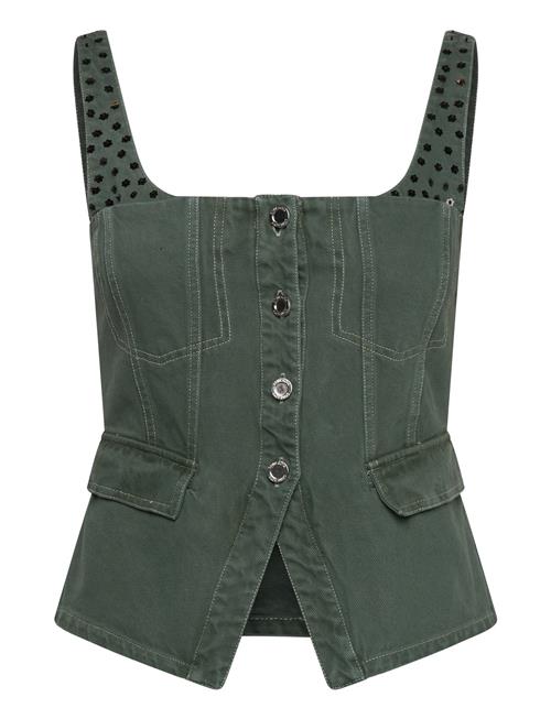 2393 Denim, Scoopneck Pockets Vest STINE GOYA Green