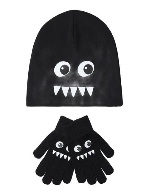 Jersey Beanie And Magic Gloves Lindex Black
