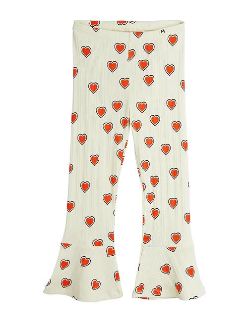 Outlined Hearts Aop Flared Trousers Mini Rodini Cream