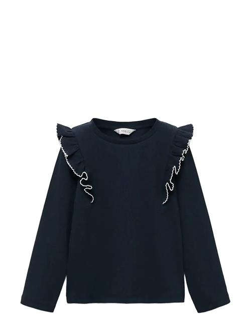 Ruffled Ribbed T-Shirt Mango Navy