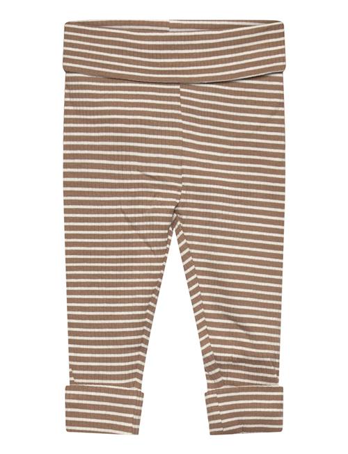 Stripped Cotton Leggings Mango Brown