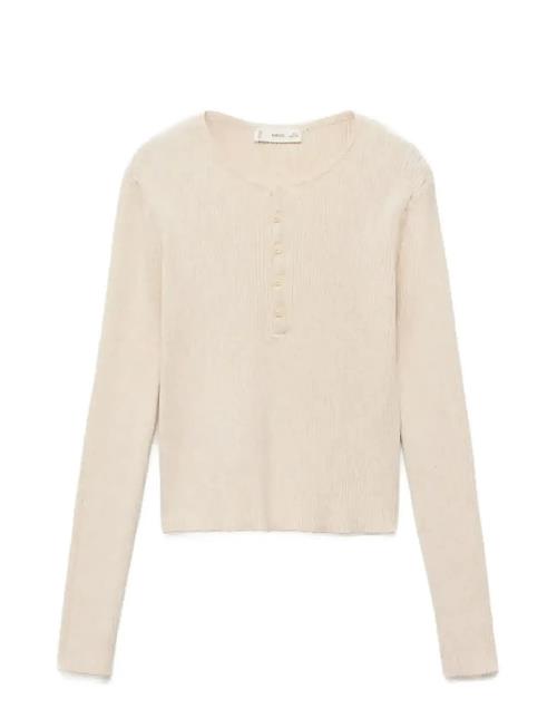 Ribbed Sweater With Buttons Mango Cream