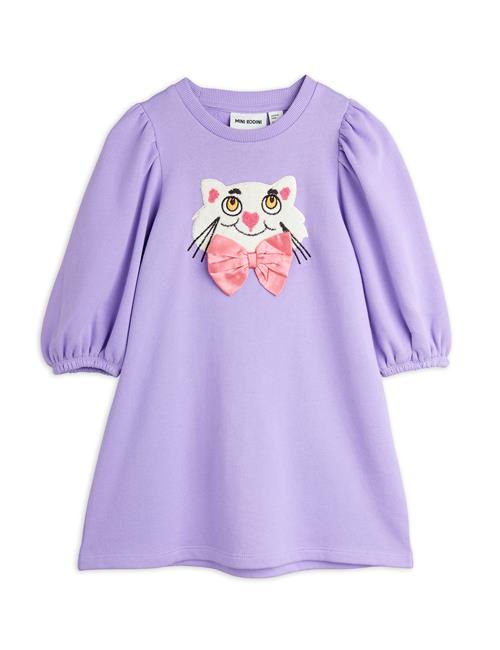 Mini Rodini GOTS Cat With Bowtie Chenille Sweatdress Purple  Purple 92/98 cm  Lilla  92/98 cm  kvinde