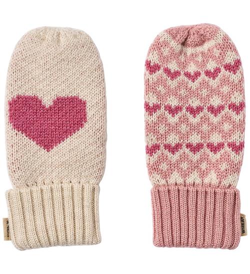 Wheat Luffer - Uld - Jacquard - Haansi - Rose m. Hjerter