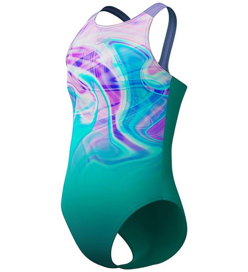 Speedo Badedragt - Printed Pulseback - Grøn/Pink