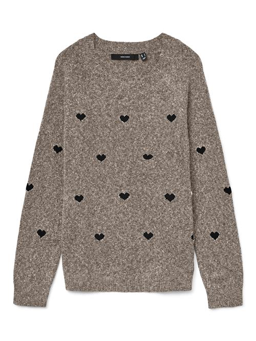 VERO MODA Pullover 'VMDOFFY INTARSIA'  taupe / sort