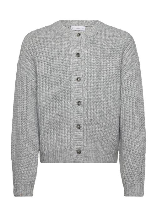 Ribbed Knitted Cardigan With Buttons Mango Grey
