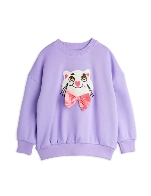 Mini Rodini GOTS Cat With Bowtie Chenille Sweatshirt Purple  Purple 80/86 cm  Lilla  80/86 cm  kvinde