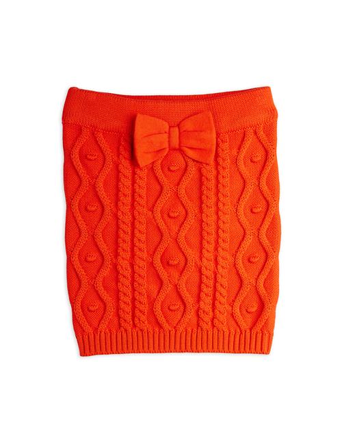 Mini Rodini GOTS Tekstureret Striknederdel Med Sløjfe Red  Red 104/110 cm  Rød  104/110 cm  kvinde