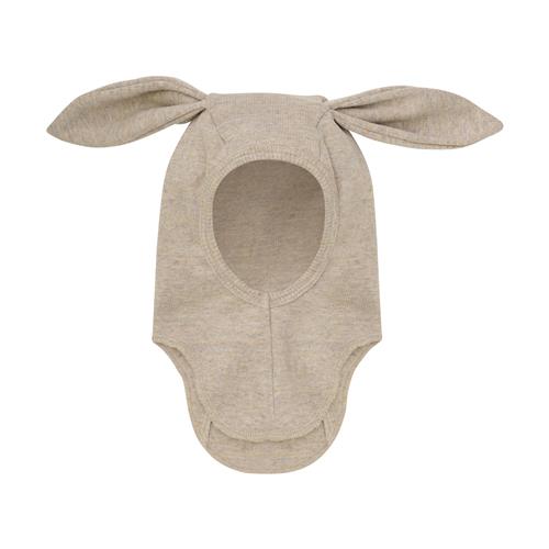 Huttelihut Balaclava I Uldrib Med Ører Camel Melange  Camel Melange 74/80 cm  Brun  74/80 cm  Unisex