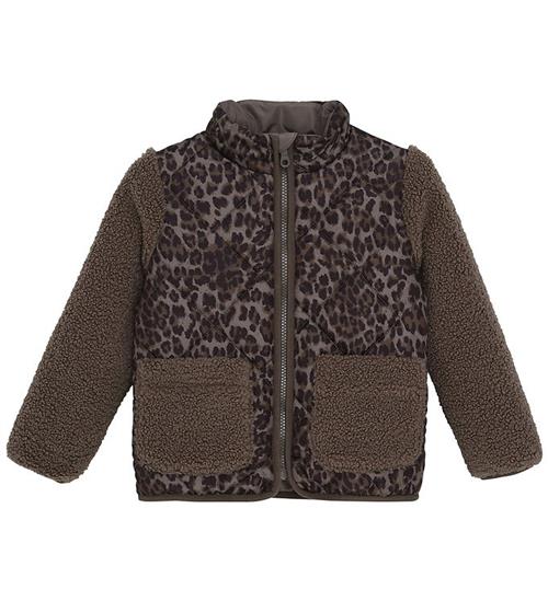Minymo Jakke - Chocolate Chip m. Leopardprint