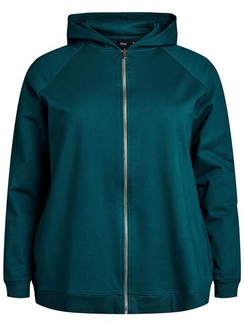 Zizzi Sweatjakke 'Ani'  smaragd / hvid