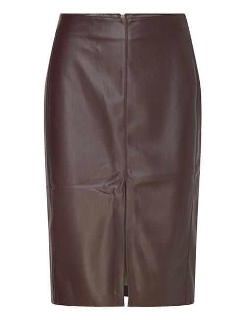Se Leather-Effect Pencil Skirt Mango Brown ved Booztlet