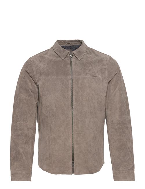 Clark Zipped Suede Shirt Jacke Jofama Brown