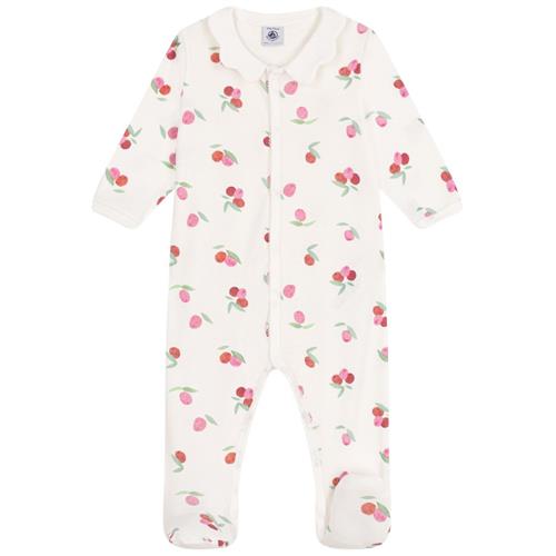 Petit Bateau Fruits Onesie Med Kronbladskrave Marshmallow Multicolor 6 months  Hvid  6 måneder  kvinde