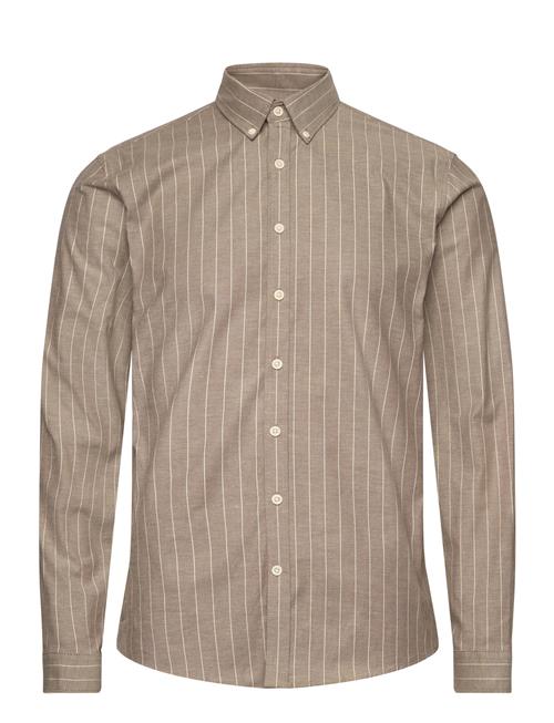 Striped Superflex Oxford L/S Lindbergh Brown