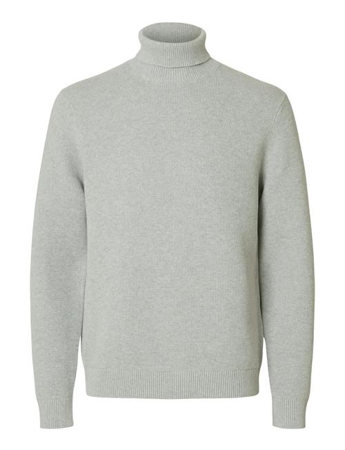 Slhdane Ls Knit Structure Roll Neck Noos Selected Grey