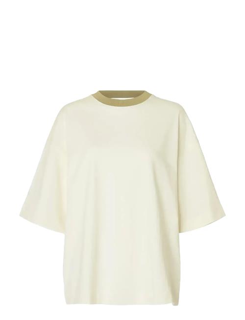 Slfcolwoman 2/4 Over D Contrast Tee Selected Cream