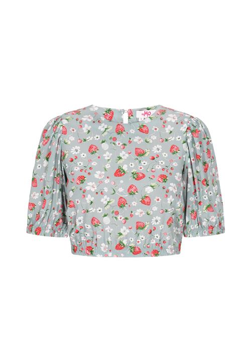 swirly Bluse  grå / grøn / rød / hvid