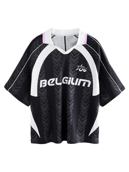 Next Shirts 'Retro Football'  antracit / lyserød / sort / hvid