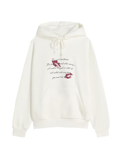 Bershka Sweatshirt  ecru / vinrød / sort