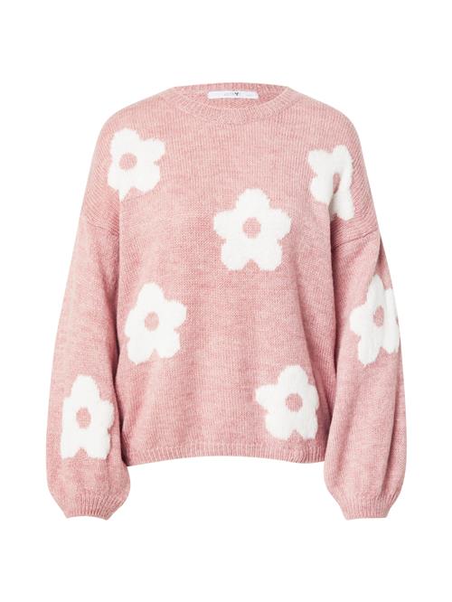 Hailys Pullover 'Fl44ower'  lyserød / hvid