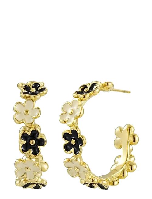 Calista Hoop Ivory/Black/Silver Bud To Rose Gold