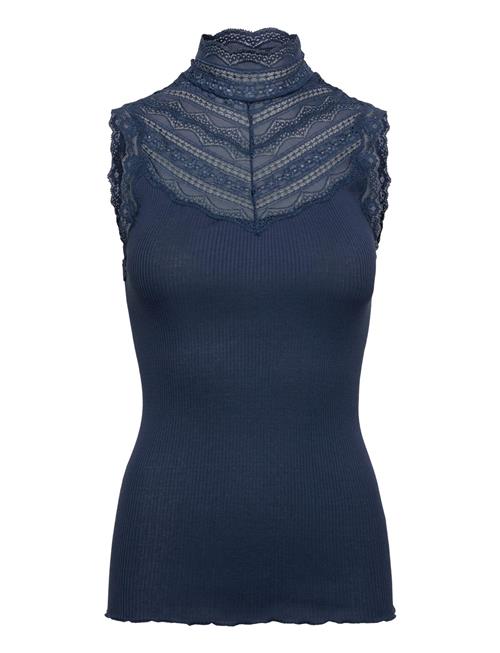 Rwbenita Silk Sl Turtleneck Lace To Rosemunde Navy