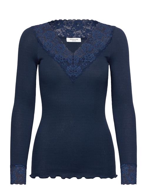 Rwbernadine Organic Ls V-Neck Lace Rosemunde Navy
