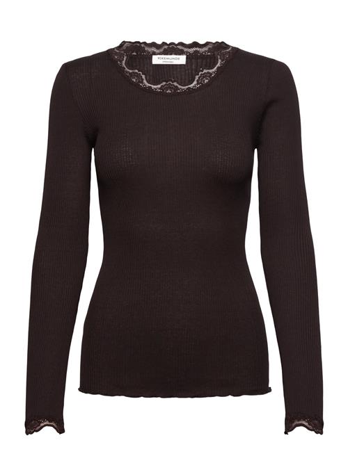 Rwbabette Silk Ls Lace T-Shirt Rosemunde Brown