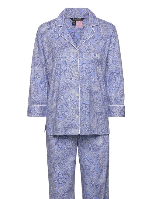 Lrl Heritage 3/4 Sl Classic Notch Pj Set Lauren Ralph Lauren Homewear Blue