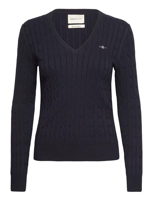 Stretch Cotton Cable V-Neck GANT Navy