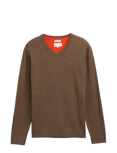 Basic V-Neck Knit Tom Tailor Brown