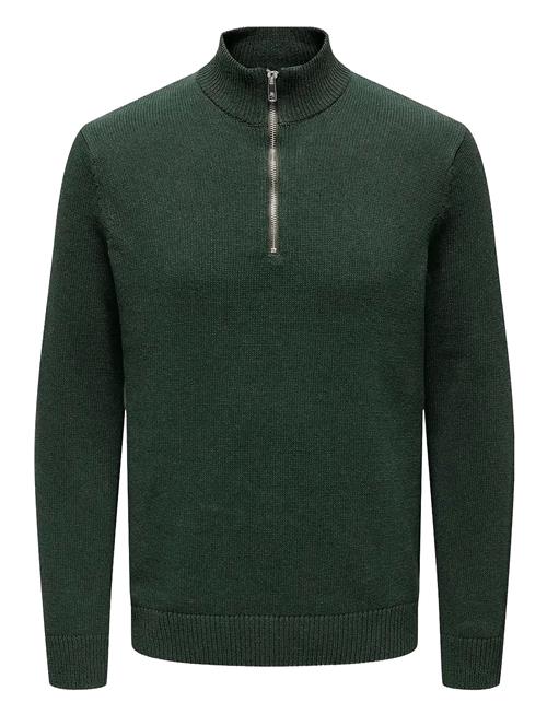 Onsfabian Life Reg 7 Half Zip Knit ONLY & SONS Green