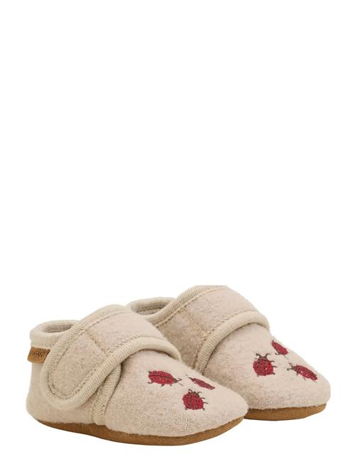 Wool Slippers W. Embroidery En Fant Beige