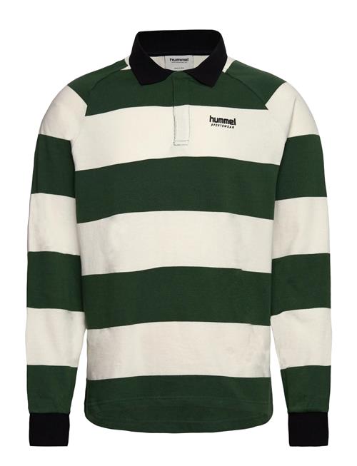 Hmlloose Striped Polo L/S Hummel Green