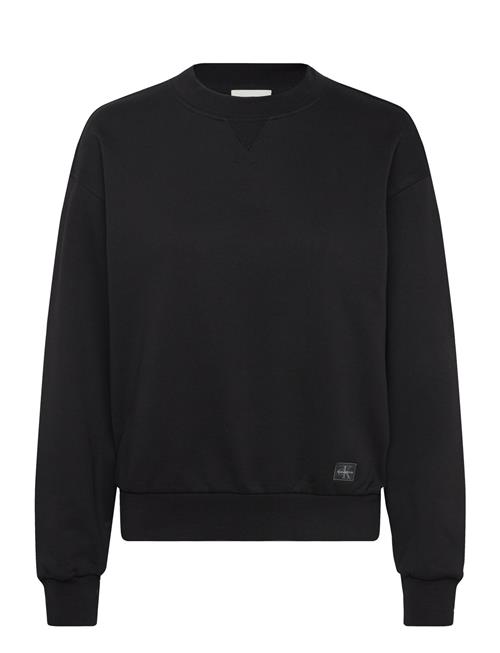 A- Ls Badge Logo Terry Crew Nk Calvin Klein Jeans Black