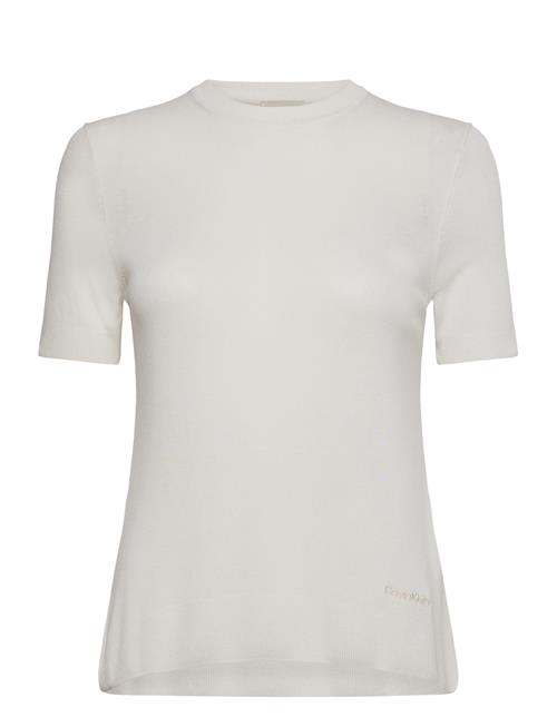 Fine Gauge Viscose Short Sleeve Calvin Klein White