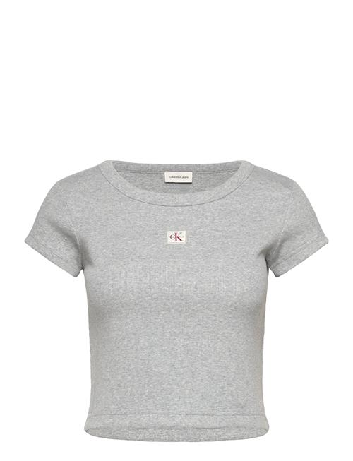 A- Woven Label 2X2 Rib Baby Tee Calvin Klein Jeans White