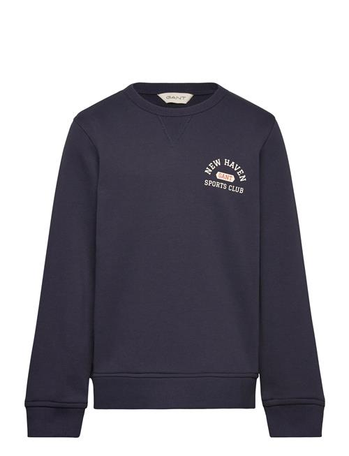Graphic C-Neck Sweat GANT Blue