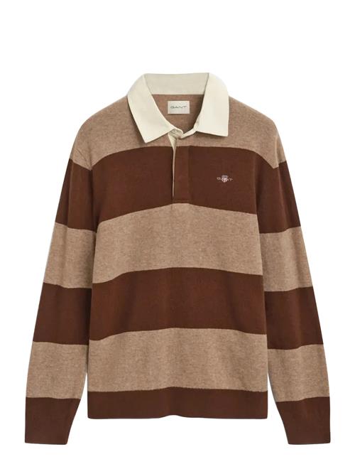 Extrafine Lambswool Striped Polo GANT Brown
