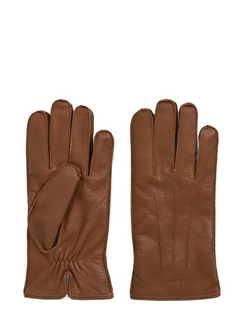 Cashmere Lined Leather Gloves GANT Brown