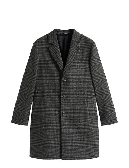 Dc Wool Mix Coat With Check Tommy Hilfiger Grey
