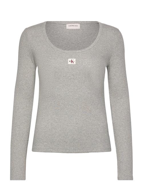 Ls Woven Label 2X2 Rib Scoop Nec Calvin Klein Jeans Grey