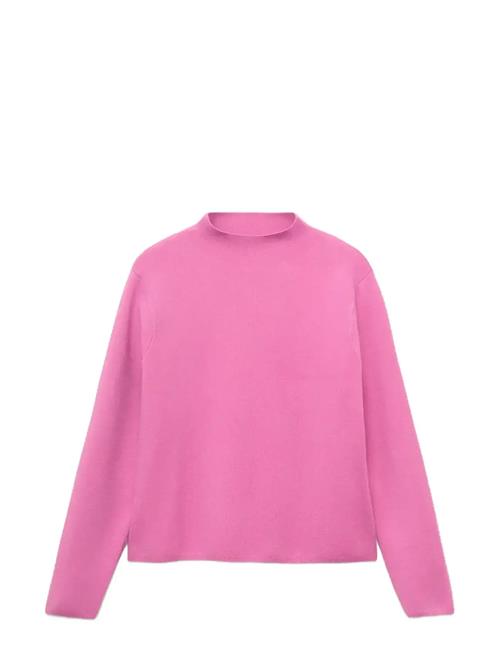 Knitted Sweater With Perkins Neck Mango Pink