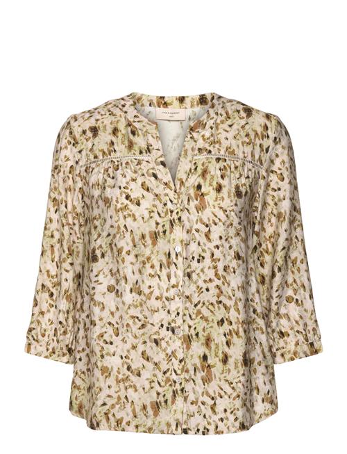 Blouse From Freequent In A Light Material With Allover Print. The Blouse Has A N FREE/QUENT Beige