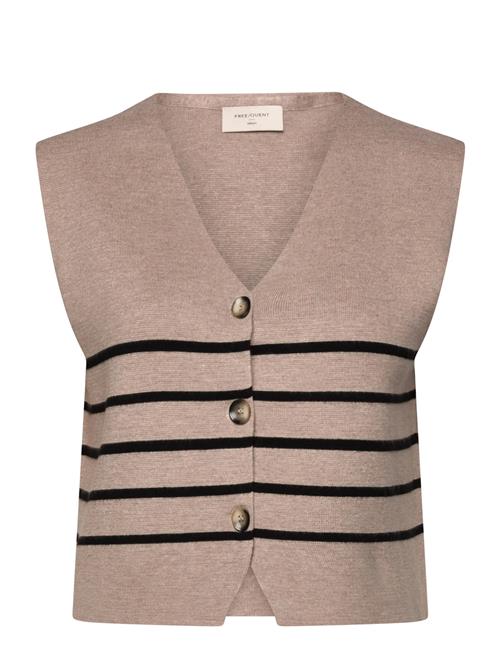 Waistcoat From Freequent In A Soft, Fine-Knit Material With Stripes. The Waistco FREE/QUENT Beige