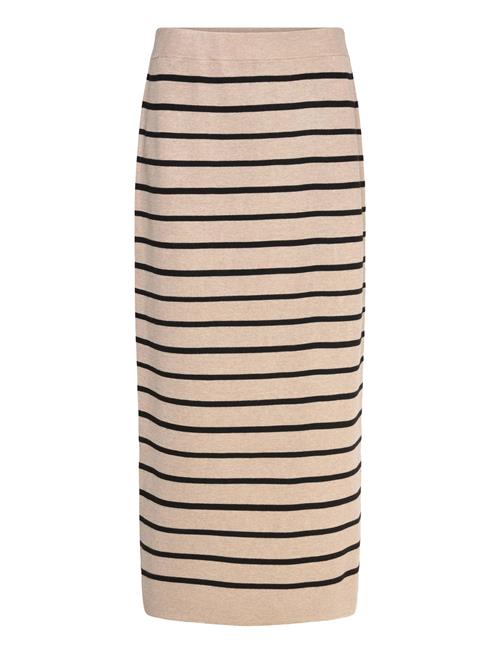 Skirt From Freequent In A Soft, Fine-Knit Material With A Striped Pattern. The S FREE/QUENT Beige